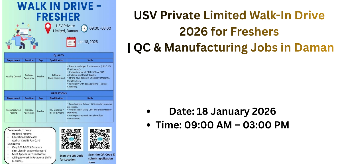 USV Walk-In Drive 2026 for Freshers