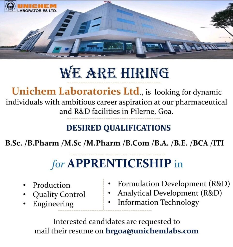 Unichem Laboratories Apprenticeship 2026