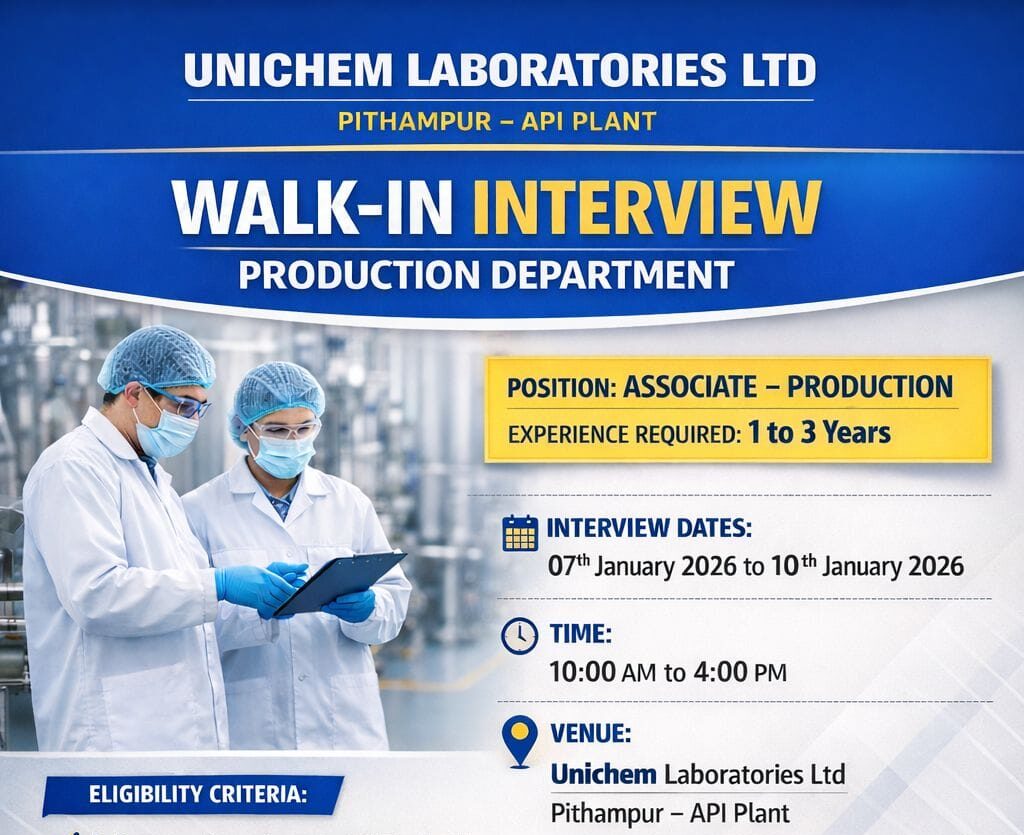 Unichem Laboratories Production Job
