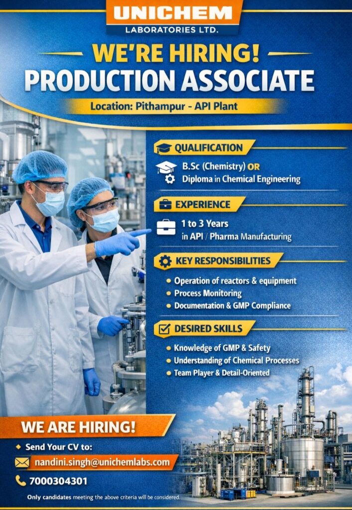 Unichem Production Associate Job 2026
