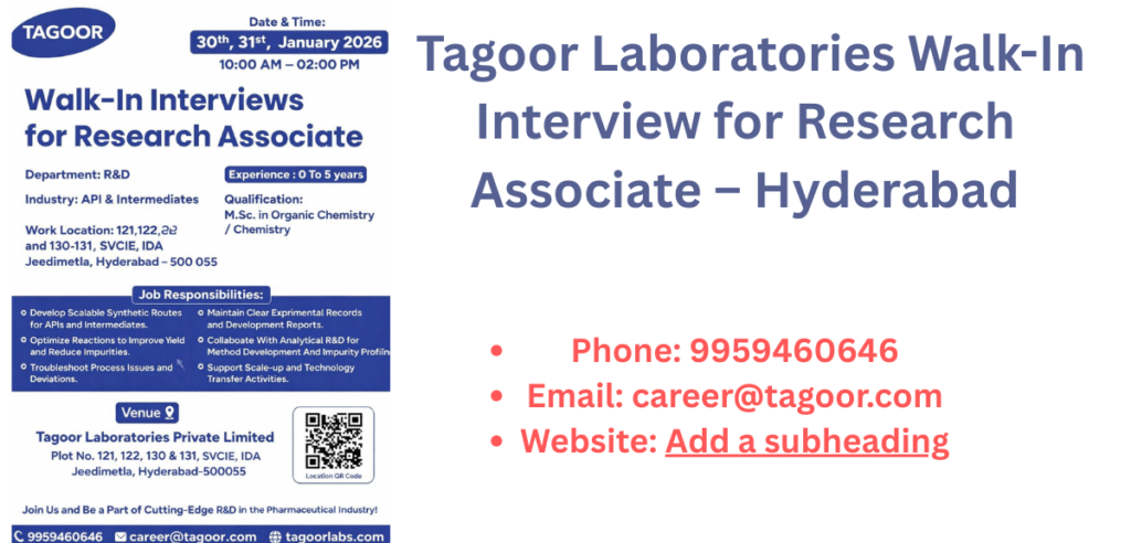 Walk-In Interview for Research Associate