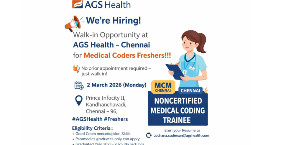 AGS Health Medical Coding Fresher Walk-In