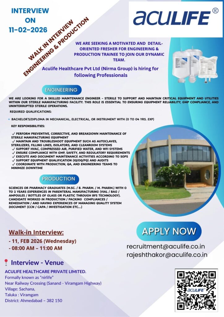 Aculife Healthcare Walk in Interview 2026