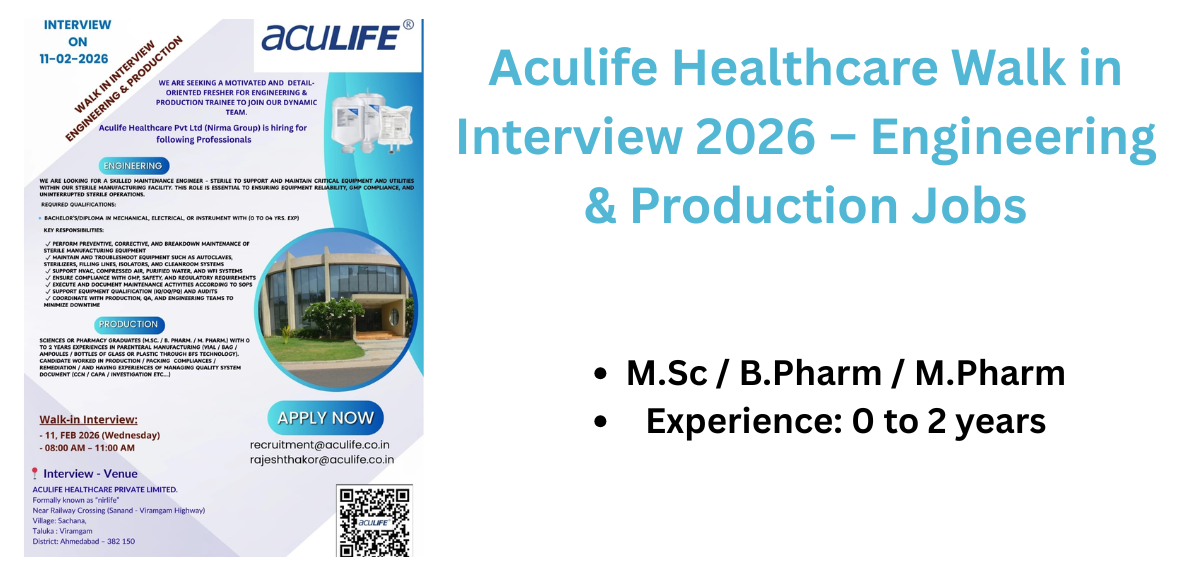 Aculife Healthcare Walk in Interview 2026