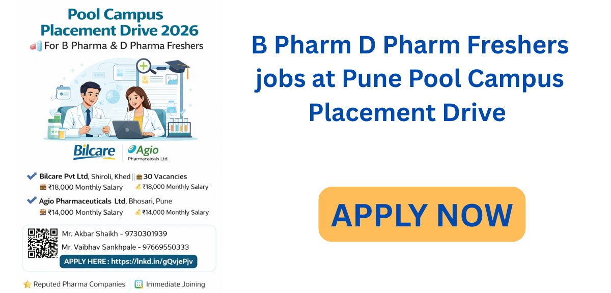 B Pharm D Pharm Freshers jobs at Pune