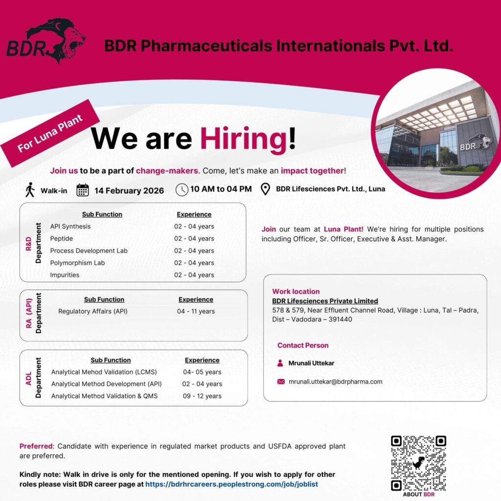 BDR Pharmaceuticals Job Vacancy 2026