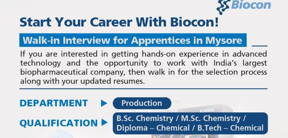 Biocon Apprentice Walk In 2026