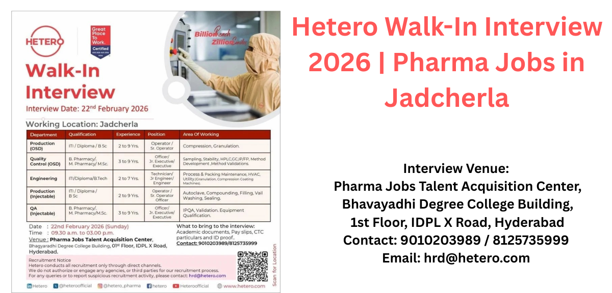 Hetero Walk-In Interview 2026