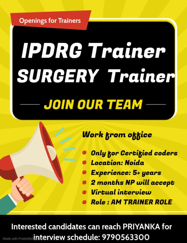 IPDRG Surgery Trainer Job in Noida