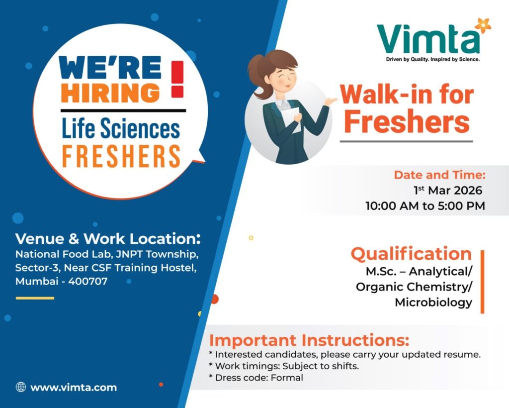 Jobs for Life Sciences Freshers in Mumbai