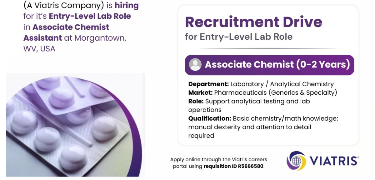 Mylan Associate Chemist Hiring 2026