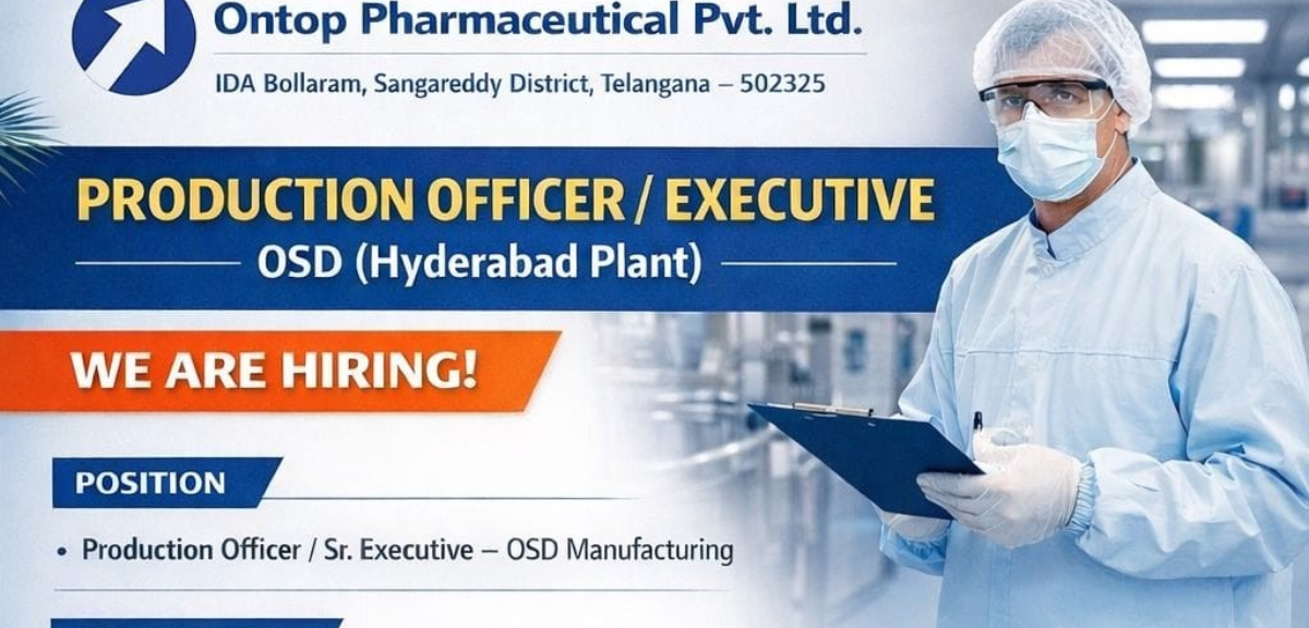 Ontop Pharmaceutical Production Officer Job 2026