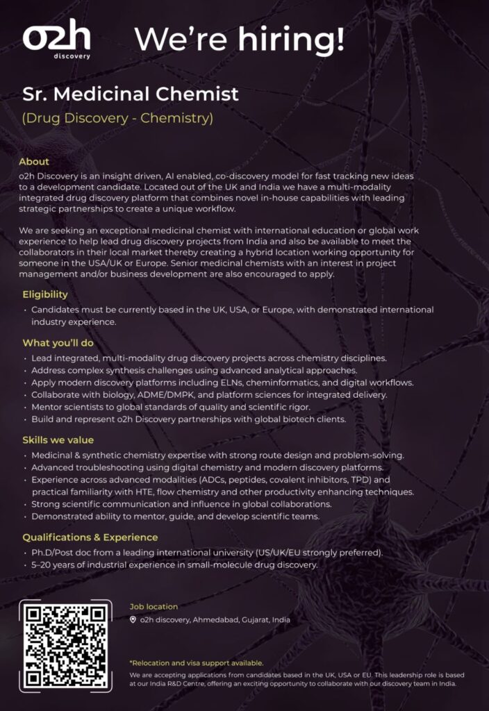 Sr Medicinal Chemist Job at o2h Discovery