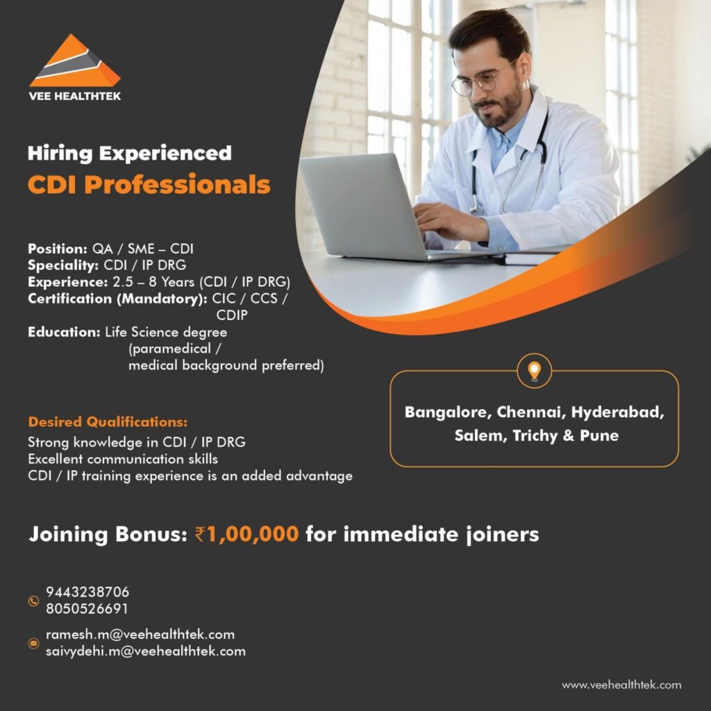 Vee Healthtek CDI Hiring 2026