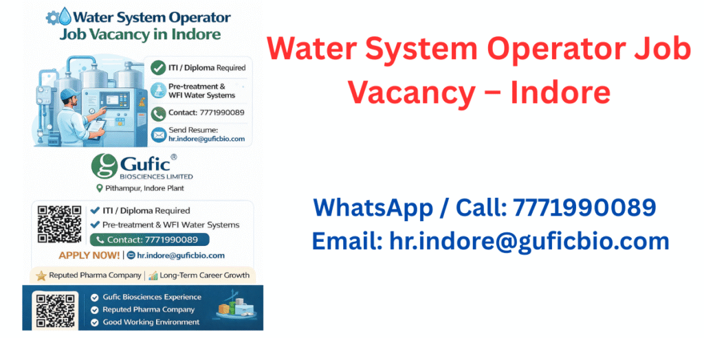 Water System Operator Job Vacancy in Indore