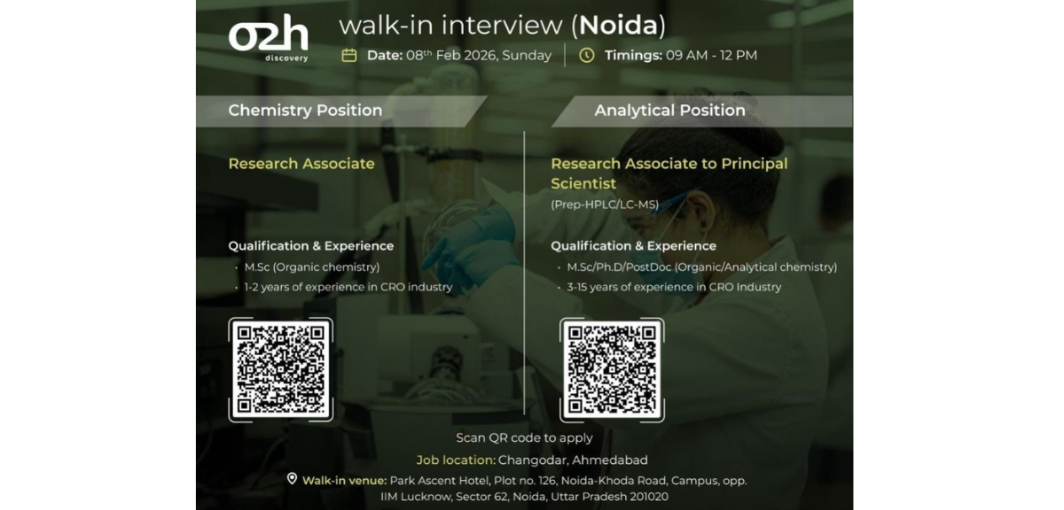 walk-in interview in Noida for Chemistry and Analytical