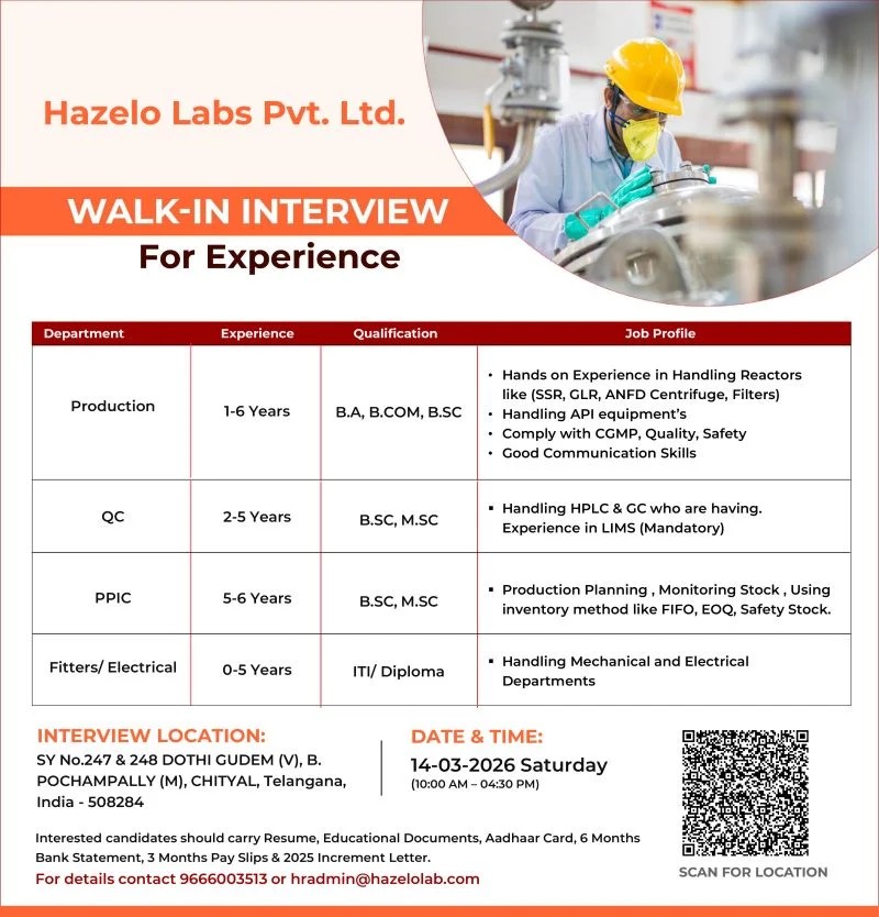 Production QC & Engineering Jobs in Telangana