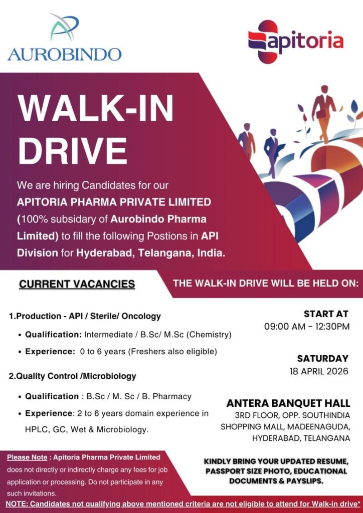 API Production & QC Jobs