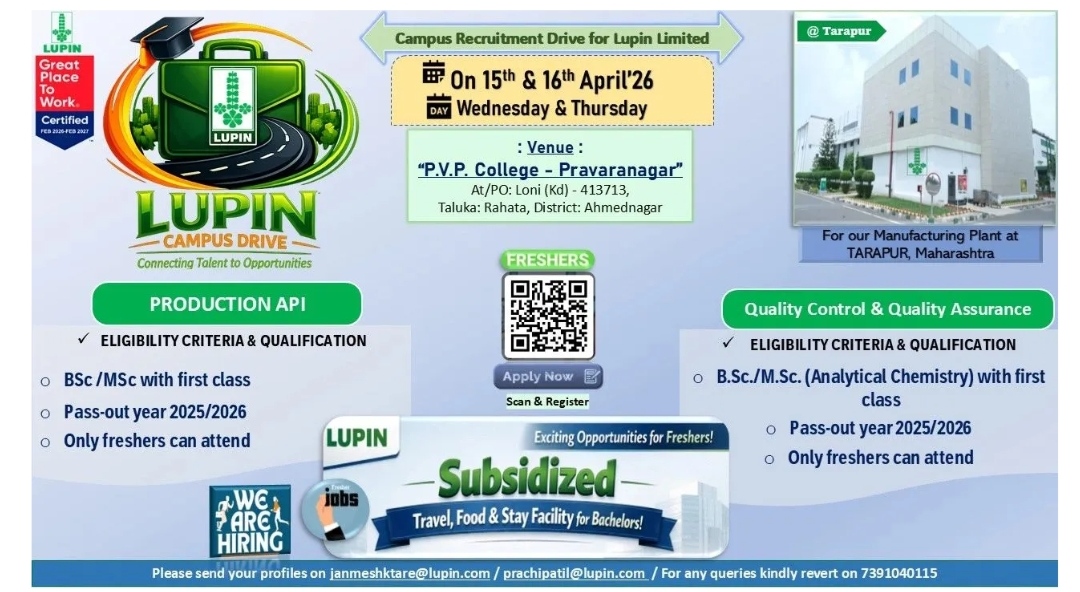 Freshers Pharma Jobs API QC QA Apply Now