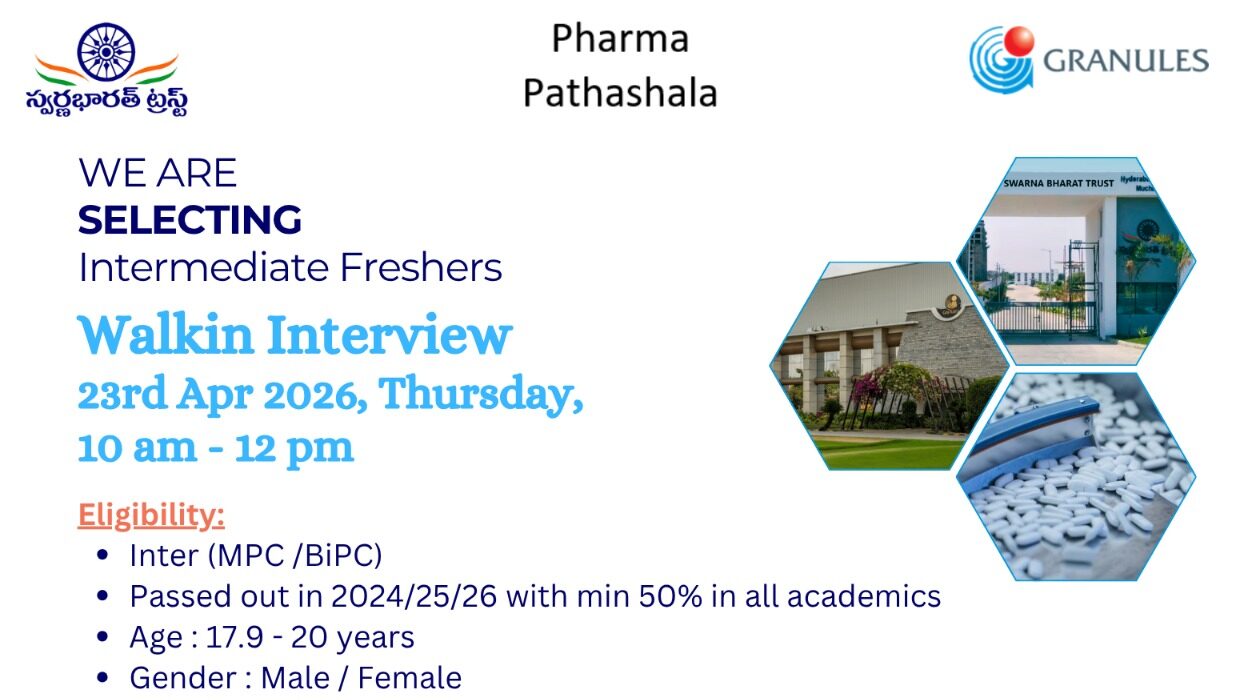 Granules India Walk-in Interview 2026 for Intermediate Freshers