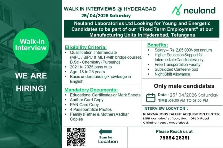 Hyderabad Pharma Jobs | Freshers Hiring