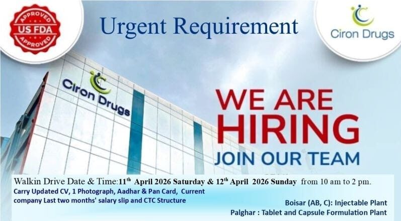 Pharma Jobs in Boisar & Palghar