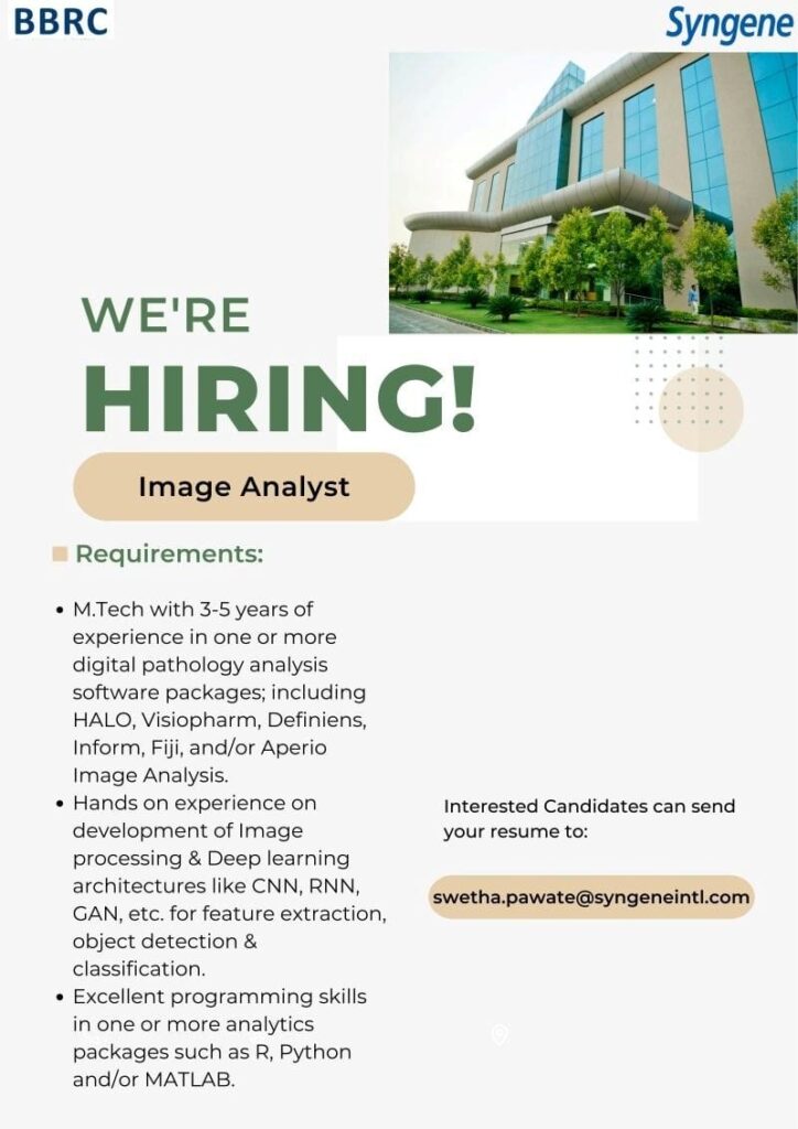 Syngene Hiring Digital Pathology & AI Experts
