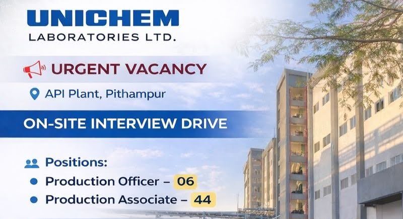 Urgent Pharma Job Vacancy at Unichem Laboratories