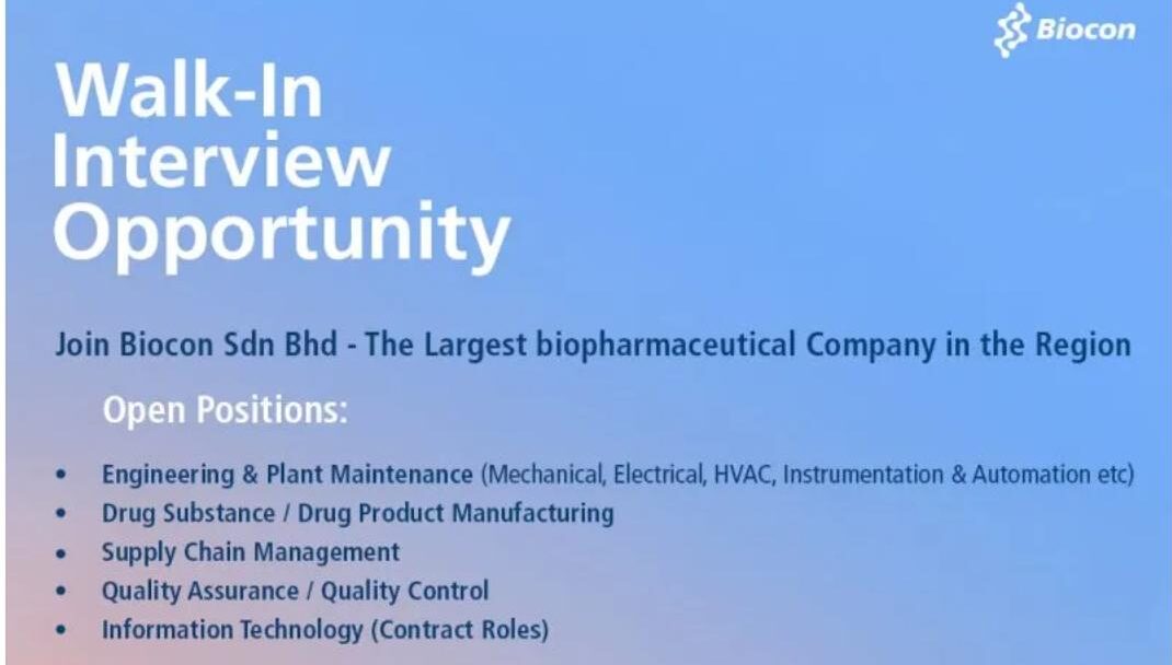 Walk-In Interview for QA, QC, Engineering & IT Roles