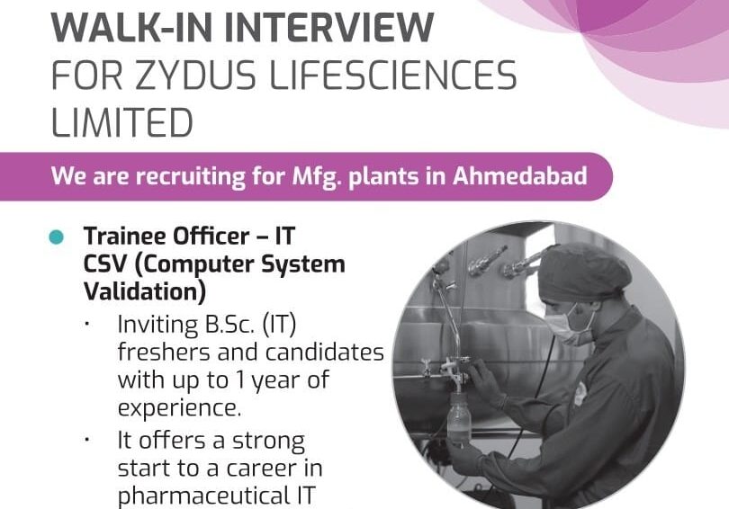 Zydus Lifesciences Hiring Trainee Officer IT CSV