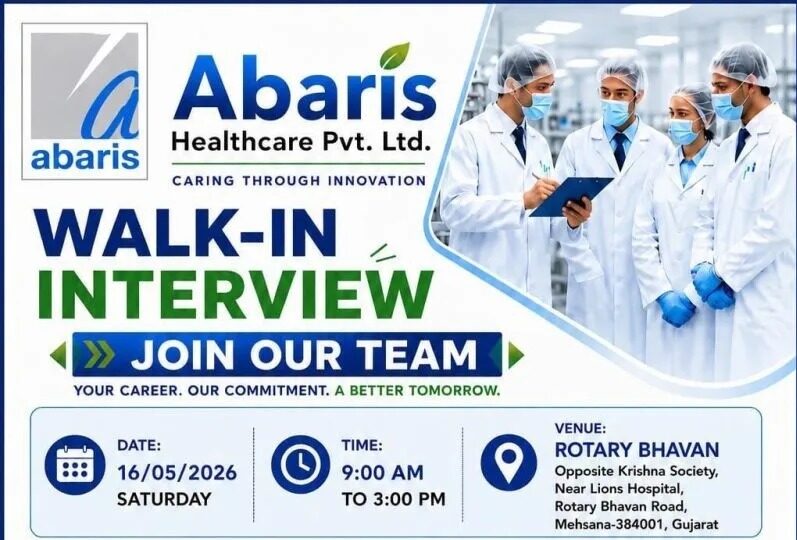 Abaris Healthcare Walk-In Interview 2026 Pharma Jobs in Gujarat