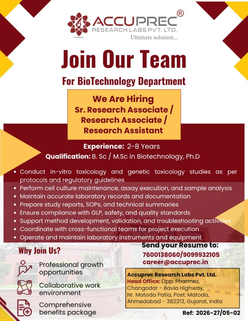Accuprec Research Labs Biotech Jobs 2026