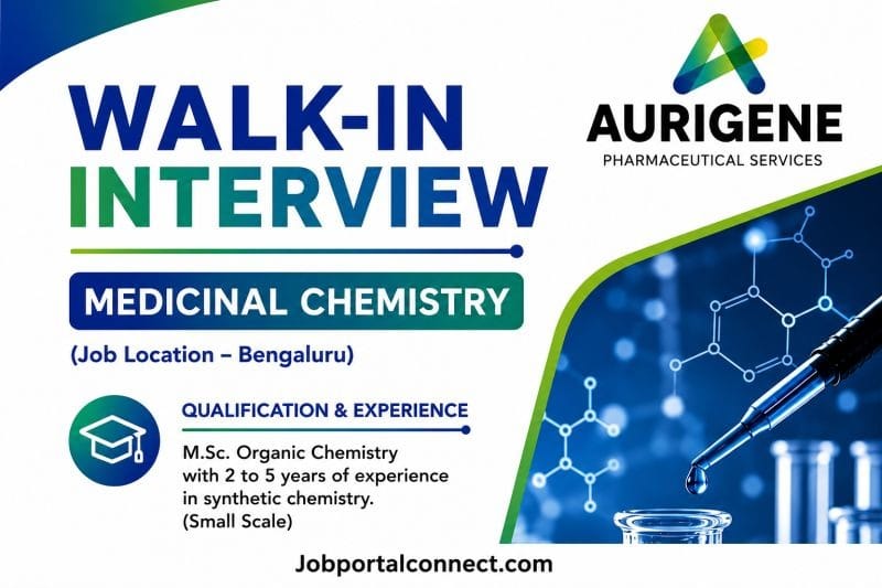 Aurigene Walk-In Interview 2026 for Medicinal Chemistry Jobs in Bengaluru