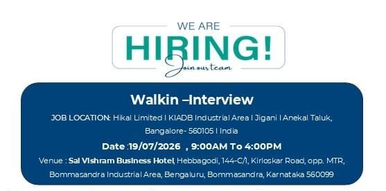 Walk‑in Interview at Hikal Limited – Production & Quality Control Roles