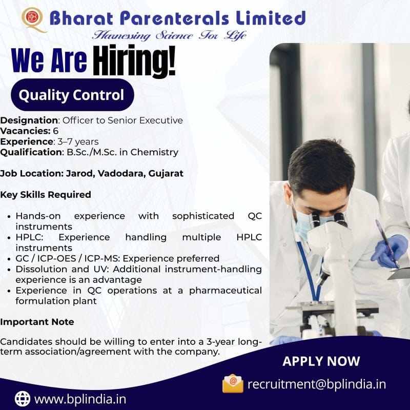 Bharat Parenterals Hiring 2026