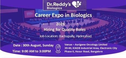 Dr. Reddy’s Career Expo 2026 – Quality Roles in Biologics