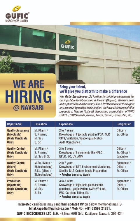 Gufic Biosciences Ltd Hiring 2026