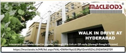 Macleods Walk‑In Drive 2026 – Pharma Jobs in Hyderabad