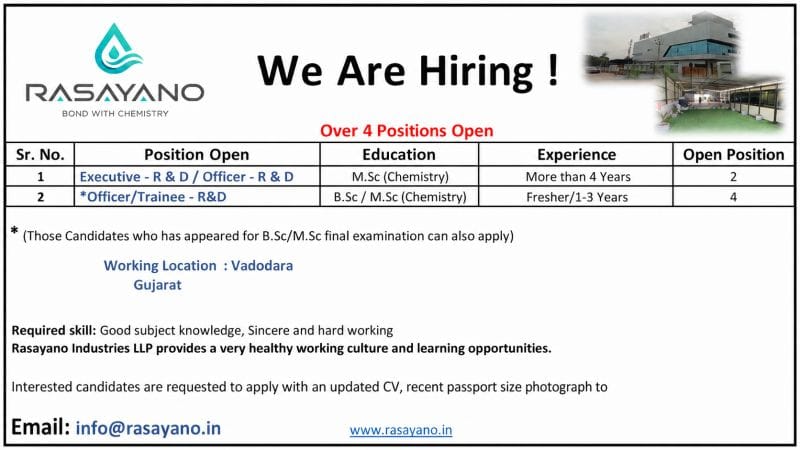 Rasayano Industries Hiring 2026 