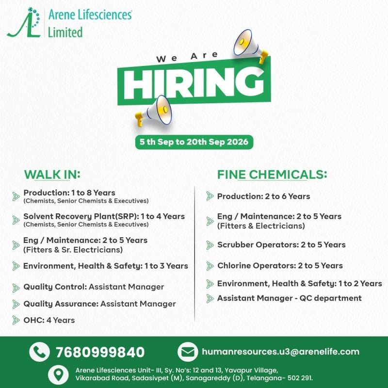Arene Lifesciences Hiring 2026 10+ Job Openings for Chemists & Engineers