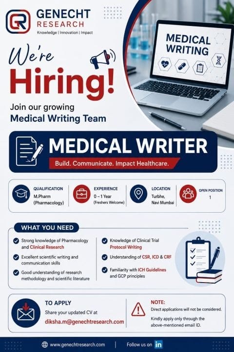 Genecht Research Hiring Medical Writer