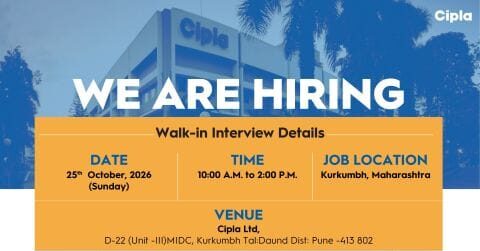 Cipla Walk-In Interview 2026 for API Production