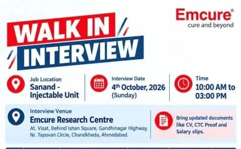 Emcure Walk‑in Interview 2026