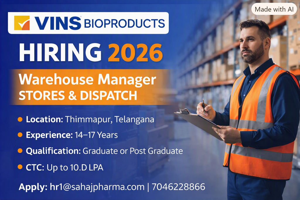 Warehouse Manager Jobs in Telangana 2026