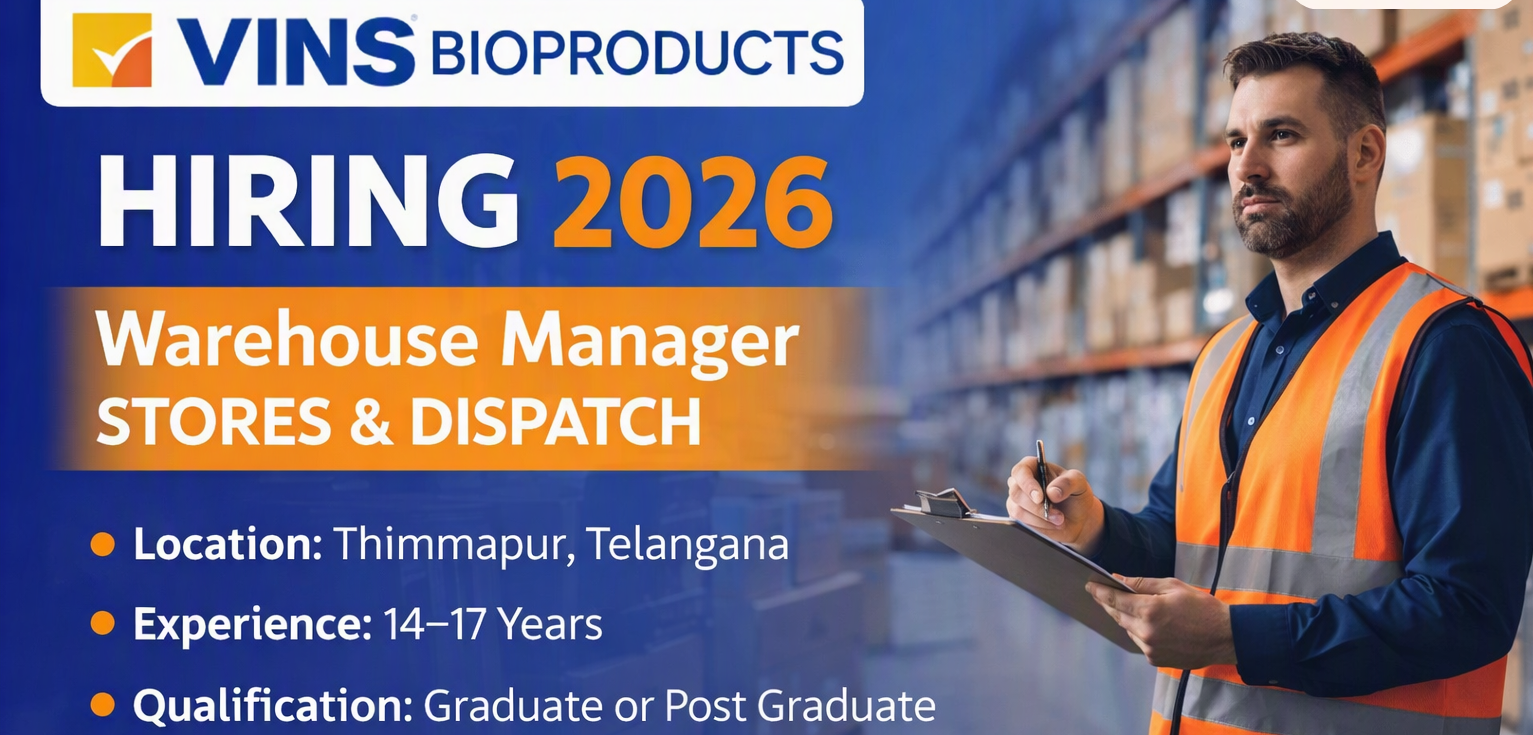 Warehouse Manager Jobs in Telangana 2026